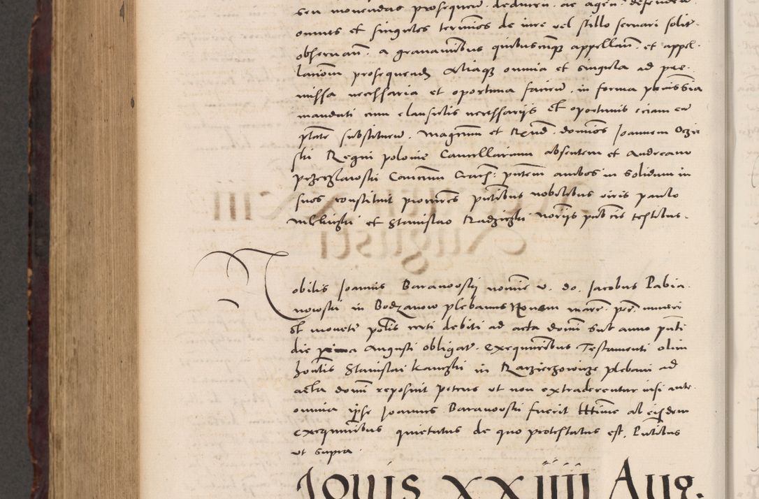 Zdjęcie nr 982 dla obiektu archiwalnego: Acta actorum causarum, sentenciarum tam diffinitivarum quam interloquutoriarum, decretorum, obligationum, quietationum et constitucionum procuratorum coram reverendo domino Bartholomeo Ganthkowski cancellario Gnesnensi, archidiacono et reverendissimi in Christo patris domini Andree Dei gratia episcopi Cracoviensis vicario in spiritualibus generali Cracoviensi ad annum Domini millesimum quingentesimum quingentesimum secundum, cuius indictio decima, pontificatus Julii pape tercii, annus tercius, foeliciter continuantur.