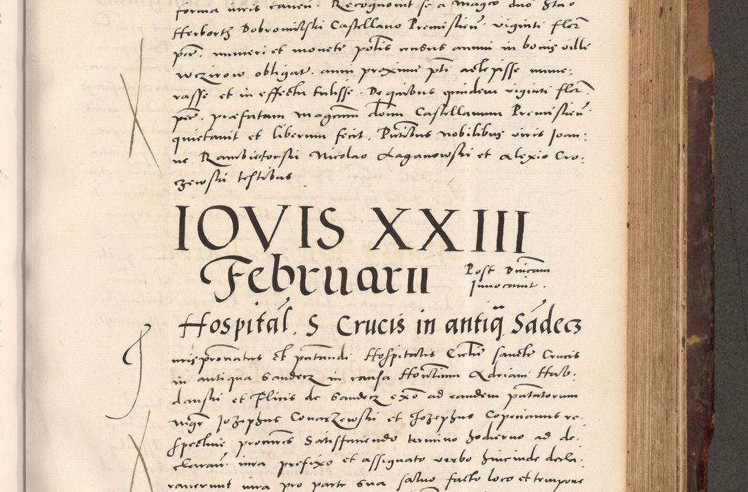 Zdjęcie nr 589 dla obiektu archiwalnego: Acta actorum causarum, sentenciarum tam diffinitivarum quam interloquutoriarum, decretorum, obligationum, quietationum et constitucionum procuratorum coram reverendo domino Bartholomeo Ganthkowski cancellario Gnesnensi, archidiacono et reverendissimi in Christo patris domini Andree Dei gratia episcopi Cracoviensis vicario in spiritualibus generali Cracoviensi ad annum Domini millesimum quingentesimum quingentesimum secundum, cuius indictio decima, pontificatus Julii pape tercii, annus tercius, foeliciter continuantur.