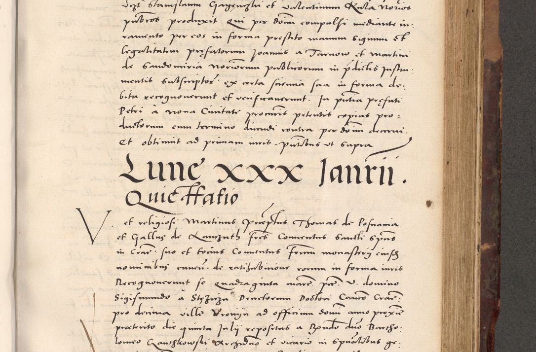 Zdjęcie nr 539 dla obiektu archiwalnego: Acta actorum causarum, sentenciarum tam diffinitivarum quam interloquutoriarum, decretorum, obligationum, quietationum et constitucionum procuratorum coram reverendo domino Bartholomeo Ganthkowski cancellario Gnesnensi, archidiacono et reverendissimi in Christo patris domini Andree Dei gratia episcopi Cracoviensis vicario in spiritualibus generali Cracoviensi ad annum Domini millesimum quingentesimum quingentesimum secundum, cuius indictio decima, pontificatus Julii pape tercii, annus tercius, foeliciter continuantur.