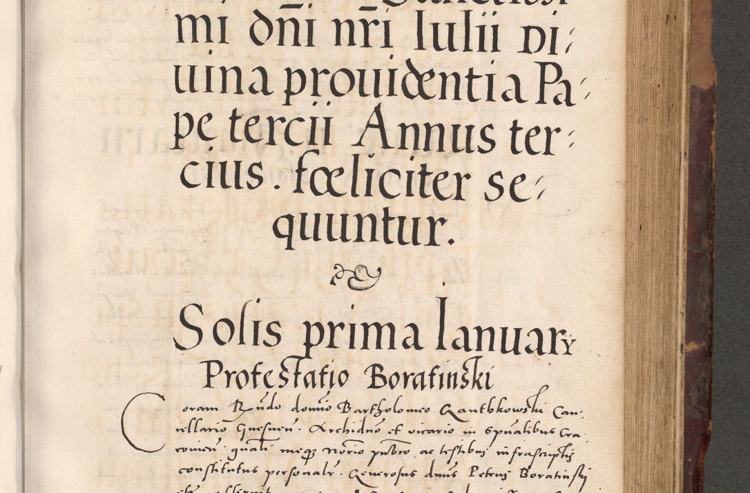 Zdjęcie nr 469 dla obiektu archiwalnego: Acta actorum causarum, sentenciarum tam diffinitivarum quam interloquutoriarum, decretorum, obligationum, quietationum et constitucionum procuratorum coram reverendo domino Bartholomeo Ganthkowski cancellario Gnesnensi, archidiacono et reverendissimi in Christo patris domini Andree Dei gratia episcopi Cracoviensis vicario in spiritualibus generali Cracoviensi ad annum Domini millesimum quingentesimum quingentesimum secundum, cuius indictio decima, pontificatus Julii pape tercii, annus tercius, foeliciter continuantur.