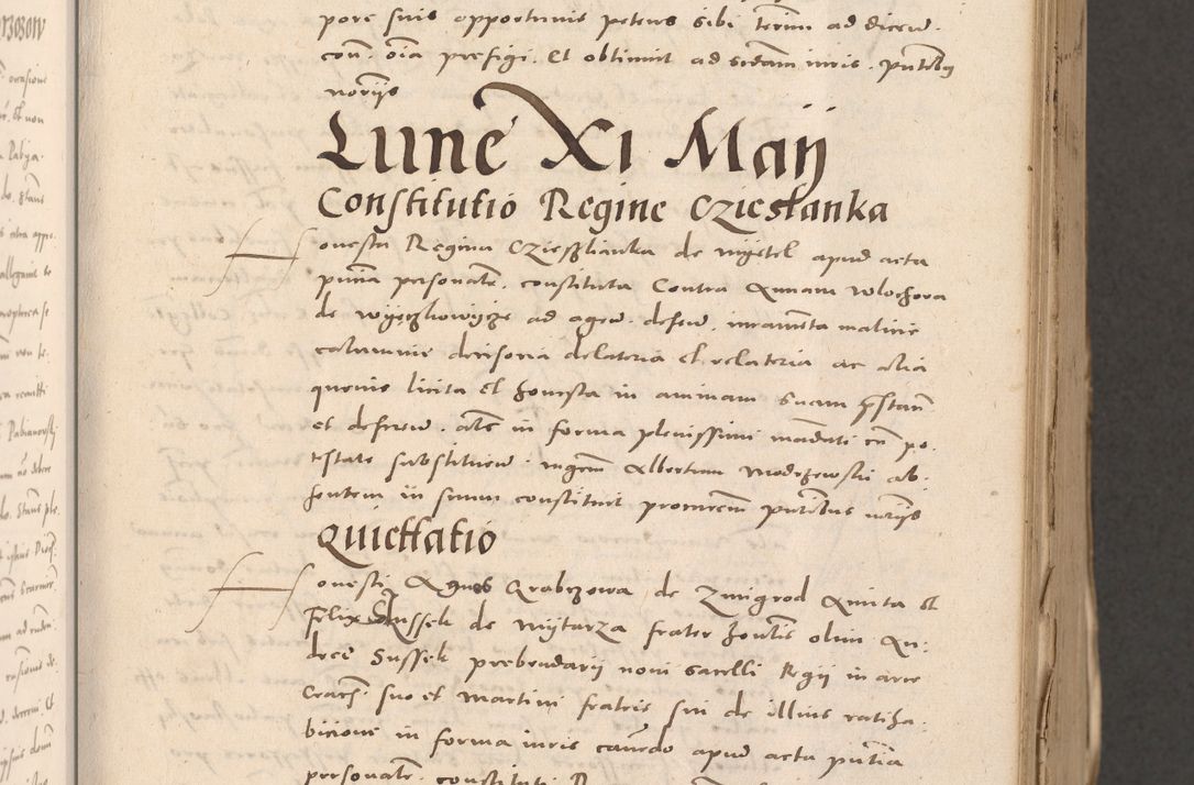 Zdjęcie nr 127 dla obiektu archiwalnego: Acta actorum causarum, sententiarum tam diffinitivarum quam interloquutoriarum, decretorum, obligationum, quietationum et constitutionum procuratorum coram reverendo domino Stanislao Schlomovski praeposito Calissiensi, archidiacono Sandecensi, canonico vicarioque in spiritualibus generali Cracocoviensi ad annum Domini millesimum quingentesimum quinquagesimum sextum, cuius indicatio quatuor decima, pontificatus sanctissimi in Christo patris domini Pauli divina providencia pape quarti anno ipsius