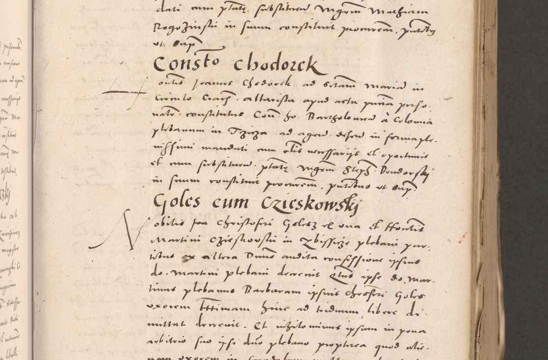 Zdjęcie nr 109 dla obiektu archiwalnego: Acta actorum causarum, sententiarum tam diffinitivarum quam interloquutoriarum, decretorum, obligationum, quietationum et constitutionum procuratorum coram reverendo domino Stanislao Schlomovski praeposito Calissiensi, archidiacono Sandecensi, canonico vicarioque in spiritualibus generali Cracocoviensi ad annum Domini millesimum quingentesimum quinquagesimum sextum, cuius indicatio quatuor decima, pontificatus sanctissimi in Christo patris domini Pauli divina providencia pape quarti anno ipsius