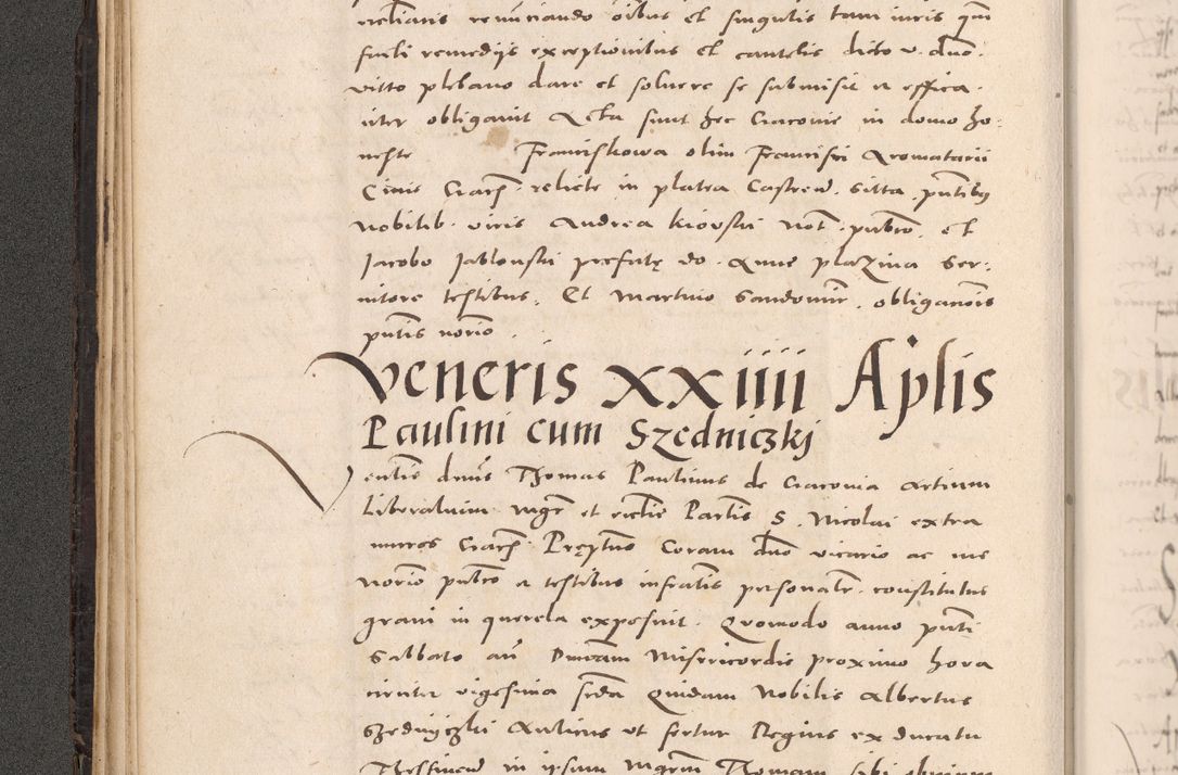 Zdjęcie nr 92 dla obiektu archiwalnego: Acta actorum causarum, sententiarum tam diffinitivarum quam interloquutoriarum, decretorum, obligationum, quietationum et constitutionum procuratorum coram reverendo domino Stanislao Schlomovski praeposito Calissiensi, archidiacono Sandecensi, canonico vicarioque in spiritualibus generali Cracocoviensi ad annum Domini millesimum quingentesimum quinquagesimum sextum, cuius indicatio quatuor decima, pontificatus sanctissimi in Christo patris domini Pauli divina providencia pape quarti anno ipsius