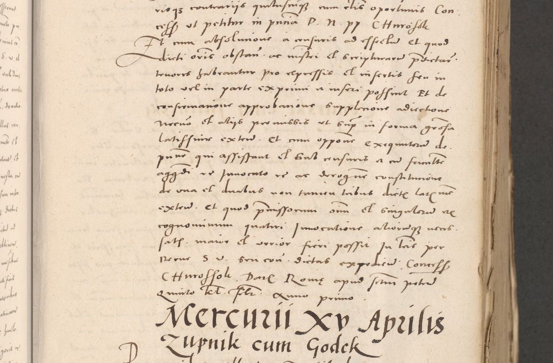 Zdjęcie nr 61 dla obiektu archiwalnego: Acta actorum causarum, sententiarum tam diffinitivarum quam interloquutoriarum, decretorum, obligationum, quietationum et constitutionum procuratorum coram reverendo domino Stanislao Schlomovski praeposito Calissiensi, archidiacono Sandecensi, canonico vicarioque in spiritualibus generali Cracocoviensi ad annum Domini millesimum quingentesimum quinquagesimum sextum, cuius indicatio quatuor decima, pontificatus sanctissimi in Christo patris domini Pauli divina providencia pape quarti anno ipsius