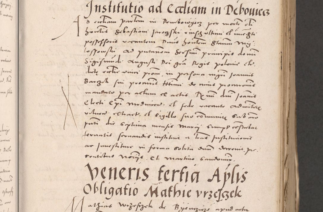 Zdjęcie nr 35 dla obiektu archiwalnego: Acta actorum causarum, sententiarum tam diffinitivarum quam interloquutoriarum, decretorum, obligationum, quietationum et constitutionum procuratorum coram reverendo domino Stanislao Schlomovski praeposito Calissiensi, archidiacono Sandecensi, canonico vicarioque in spiritualibus generali Cracocoviensi ad annum Domini millesimum quingentesimum quinquagesimum sextum, cuius indicatio quatuor decima, pontificatus sanctissimi in Christo patris domini Pauli divina providencia pape quarti anno ipsius