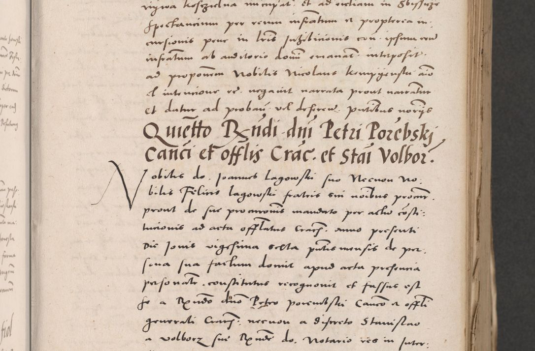 Zdjęcie nr 29 dla obiektu archiwalnego: Acta actorum causarum, sententiarum tam diffinitivarum quam interloquutoriarum, decretorum, obligationum, quietationum et constitutionum procuratorum coram reverendo domino Stanislao Schlomovski praeposito Calissiensi, archidiacono Sandecensi, canonico vicarioque in spiritualibus generali Cracocoviensi ad annum Domini millesimum quingentesimum quinquagesimum sextum, cuius indicatio quatuor decima, pontificatus sanctissimi in Christo patris domini Pauli divina providencia pape quarti anno ipsius