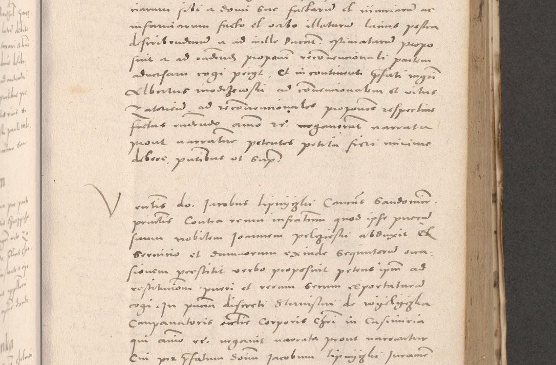 Zdjęcie nr 395 dla obiektu archiwalnego: Acta actorum causarum, sententiarum tam diffinitivarum quam interloquutoriarum, decretorum, obligationum, quietationum et constitutionum procuratorum coram reverendo domino Stanislao Schlomovski praeposito Calissiensi, archidiacono Sandecensi, canonico vicarioque in spiritualibus generali Cracocoviensi ad annum Domini millesimum quingentesimum quinquagesimum sextum, cuius indicatio quatuor decima, pontificatus sanctissimi in Christo patris domini Pauli divina providencia pape quarti anno ipsius