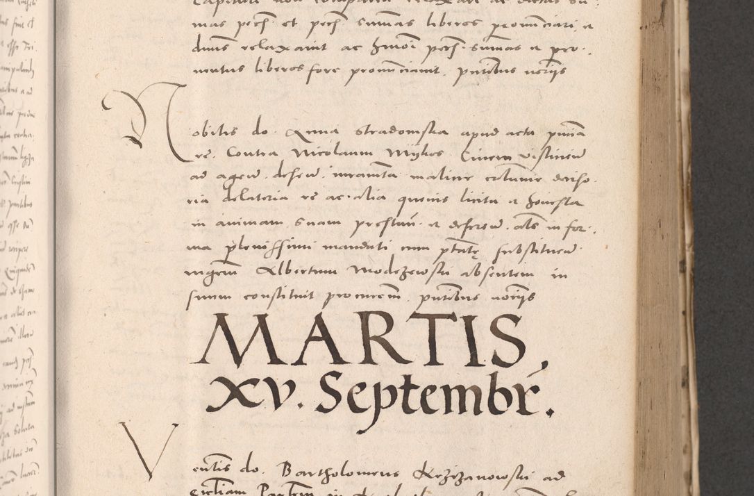 Zdjęcie nr 349 dla obiektu archiwalnego: Acta actorum causarum, sententiarum tam diffinitivarum quam interloquutoriarum, decretorum, obligationum, quietationum et constitutionum procuratorum coram reverendo domino Stanislao Schlomovski praeposito Calissiensi, archidiacono Sandecensi, canonico vicarioque in spiritualibus generali Cracocoviensi ad annum Domini millesimum quingentesimum quinquagesimum sextum, cuius indicatio quatuor decima, pontificatus sanctissimi in Christo patris domini Pauli divina providencia pape quarti anno ipsius