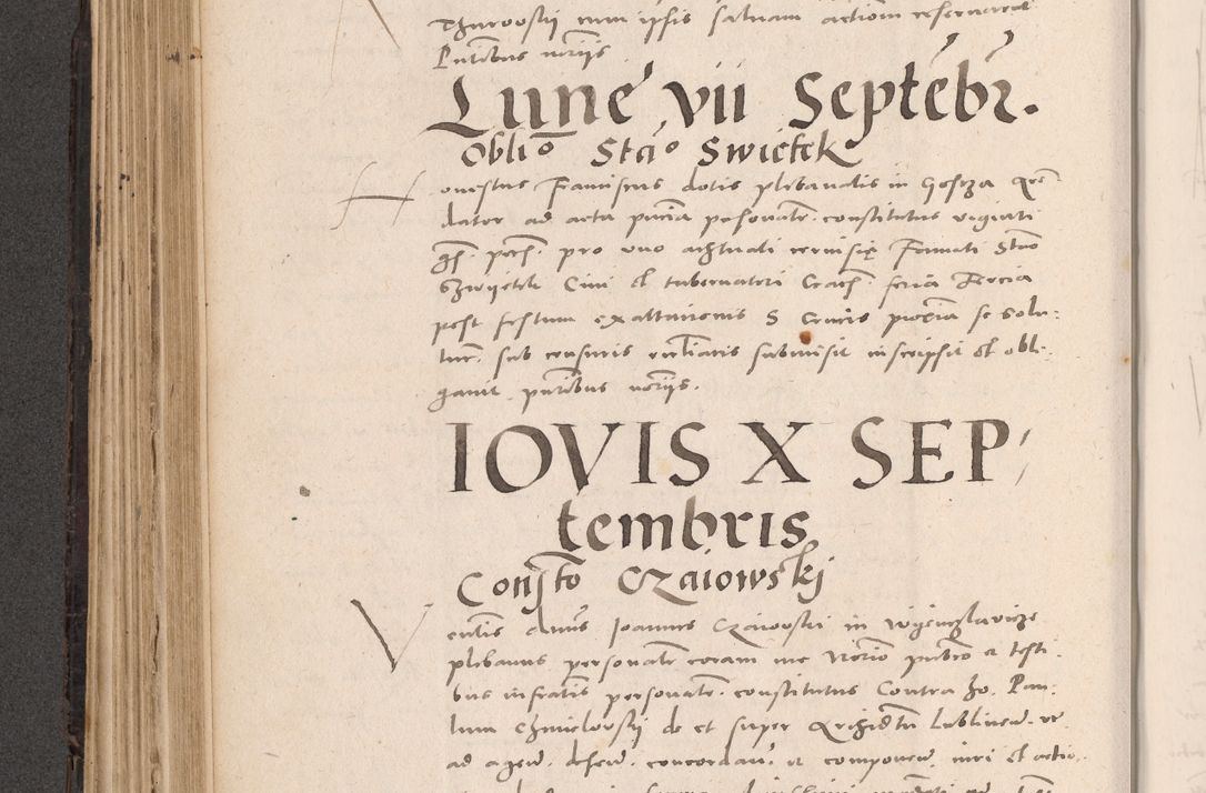 Zdjęcie nr 336 dla obiektu archiwalnego: Acta actorum causarum, sententiarum tam diffinitivarum quam interloquutoriarum, decretorum, obligationum, quietationum et constitutionum procuratorum coram reverendo domino Stanislao Schlomovski praeposito Calissiensi, archidiacono Sandecensi, canonico vicarioque in spiritualibus generali Cracocoviensi ad annum Domini millesimum quingentesimum quinquagesimum sextum, cuius indicatio quatuor decima, pontificatus sanctissimi in Christo patris domini Pauli divina providencia pape quarti anno ipsius