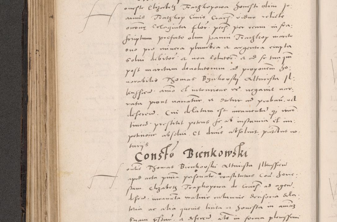 Zdjęcie nr 318 dla obiektu archiwalnego: Acta actorum causarum, sententiarum tam diffinitivarum quam interloquutoriarum, decretorum, obligationum, quietationum et constitutionum procuratorum coram reverendo domino Stanislao Schlomovski praeposito Calissiensi, archidiacono Sandecensi, canonico vicarioque in spiritualibus generali Cracocoviensi ad annum Domini millesimum quingentesimum quinquagesimum sextum, cuius indicatio quatuor decima, pontificatus sanctissimi in Christo patris domini Pauli divina providencia pape quarti anno ipsius