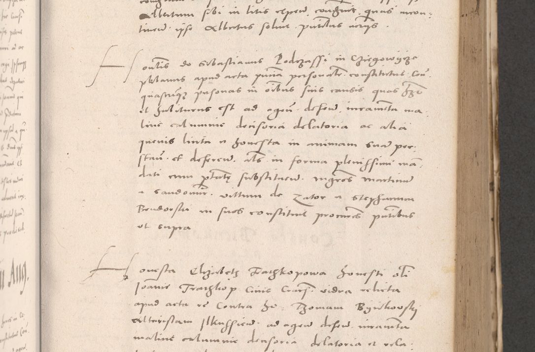Zdjęcie nr 317 dla obiektu archiwalnego: Acta actorum causarum, sententiarum tam diffinitivarum quam interloquutoriarum, decretorum, obligationum, quietationum et constitutionum procuratorum coram reverendo domino Stanislao Schlomovski praeposito Calissiensi, archidiacono Sandecensi, canonico vicarioque in spiritualibus generali Cracocoviensi ad annum Domini millesimum quingentesimum quinquagesimum sextum, cuius indicatio quatuor decima, pontificatus sanctissimi in Christo patris domini Pauli divina providencia pape quarti anno ipsius