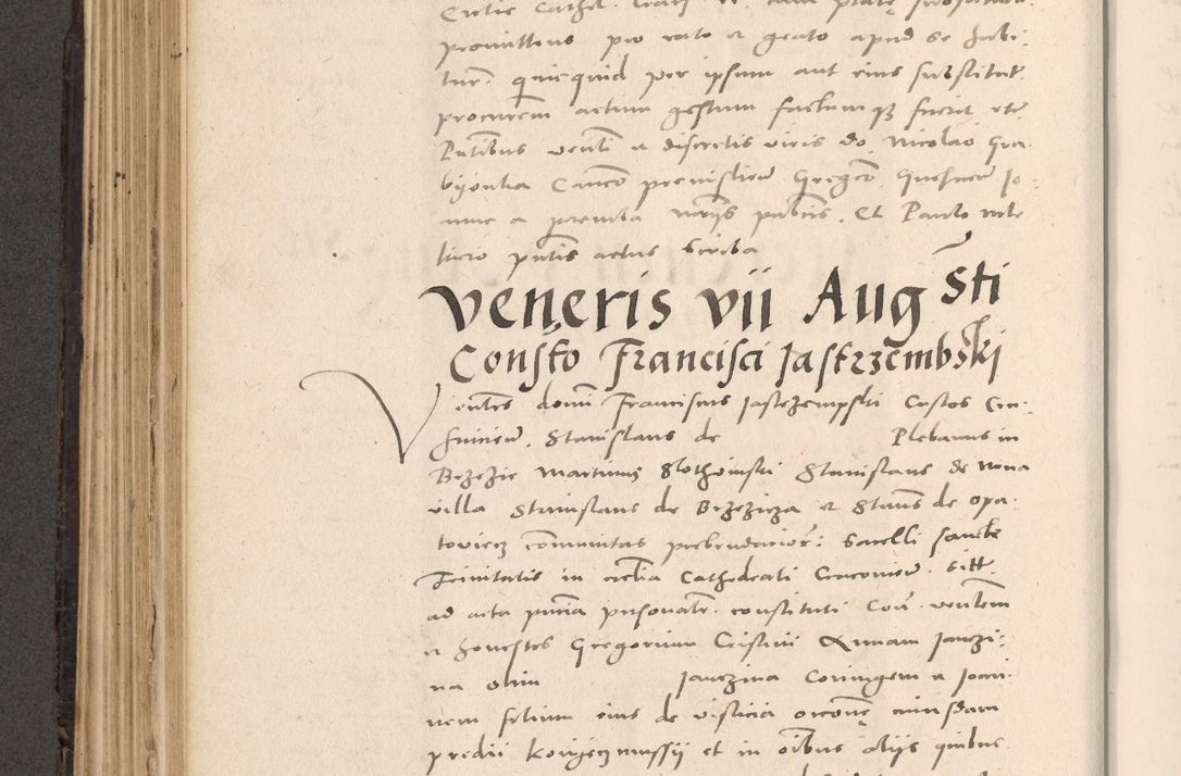 Zdjęcie nr 290 dla obiektu archiwalnego: Acta actorum causarum, sententiarum tam diffinitivarum quam interloquutoriarum, decretorum, obligationum, quietationum et constitutionum procuratorum coram reverendo domino Stanislao Schlomovski praeposito Calissiensi, archidiacono Sandecensi, canonico vicarioque in spiritualibus generali Cracocoviensi ad annum Domini millesimum quingentesimum quinquagesimum sextum, cuius indicatio quatuor decima, pontificatus sanctissimi in Christo patris domini Pauli divina providencia pape quarti anno ipsius