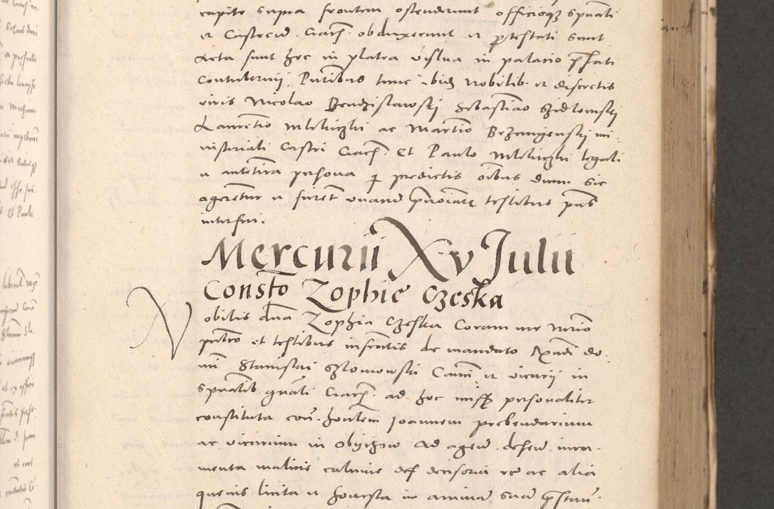Zdjęcie nr 279 dla obiektu archiwalnego: Acta actorum causarum, sententiarum tam diffinitivarum quam interloquutoriarum, decretorum, obligationum, quietationum et constitutionum procuratorum coram reverendo domino Stanislao Schlomovski praeposito Calissiensi, archidiacono Sandecensi, canonico vicarioque in spiritualibus generali Cracocoviensi ad annum Domini millesimum quingentesimum quinquagesimum sextum, cuius indicatio quatuor decima, pontificatus sanctissimi in Christo patris domini Pauli divina providencia pape quarti anno ipsius