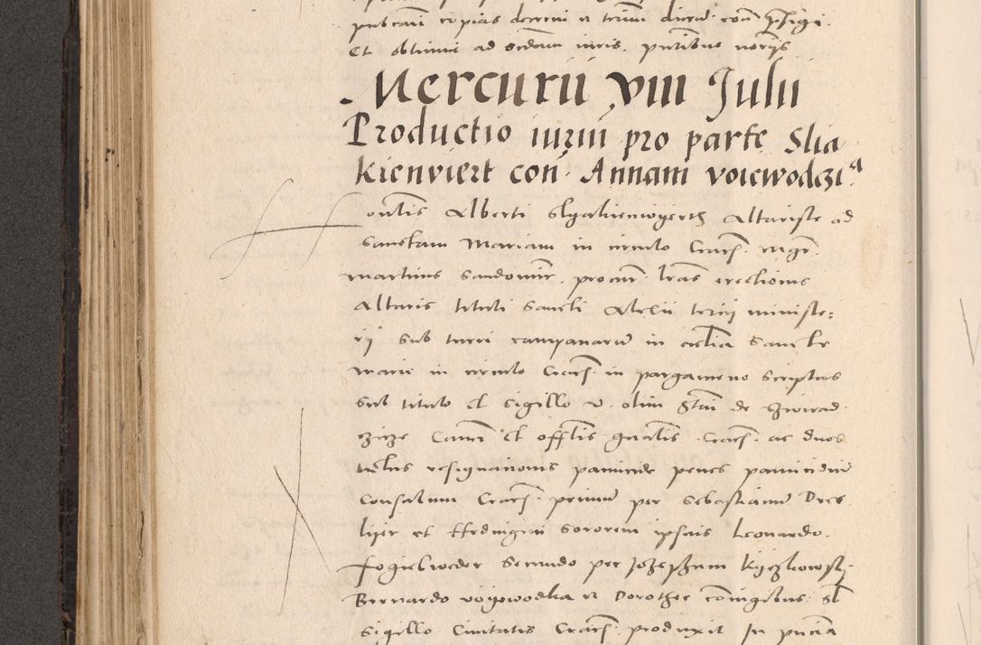 Zdjęcie nr 260 dla obiektu archiwalnego: Acta actorum causarum, sententiarum tam diffinitivarum quam interloquutoriarum, decretorum, obligationum, quietationum et constitutionum procuratorum coram reverendo domino Stanislao Schlomovski praeposito Calissiensi, archidiacono Sandecensi, canonico vicarioque in spiritualibus generali Cracocoviensi ad annum Domini millesimum quingentesimum quinquagesimum sextum, cuius indicatio quatuor decima, pontificatus sanctissimi in Christo patris domini Pauli divina providencia pape quarti anno ipsius