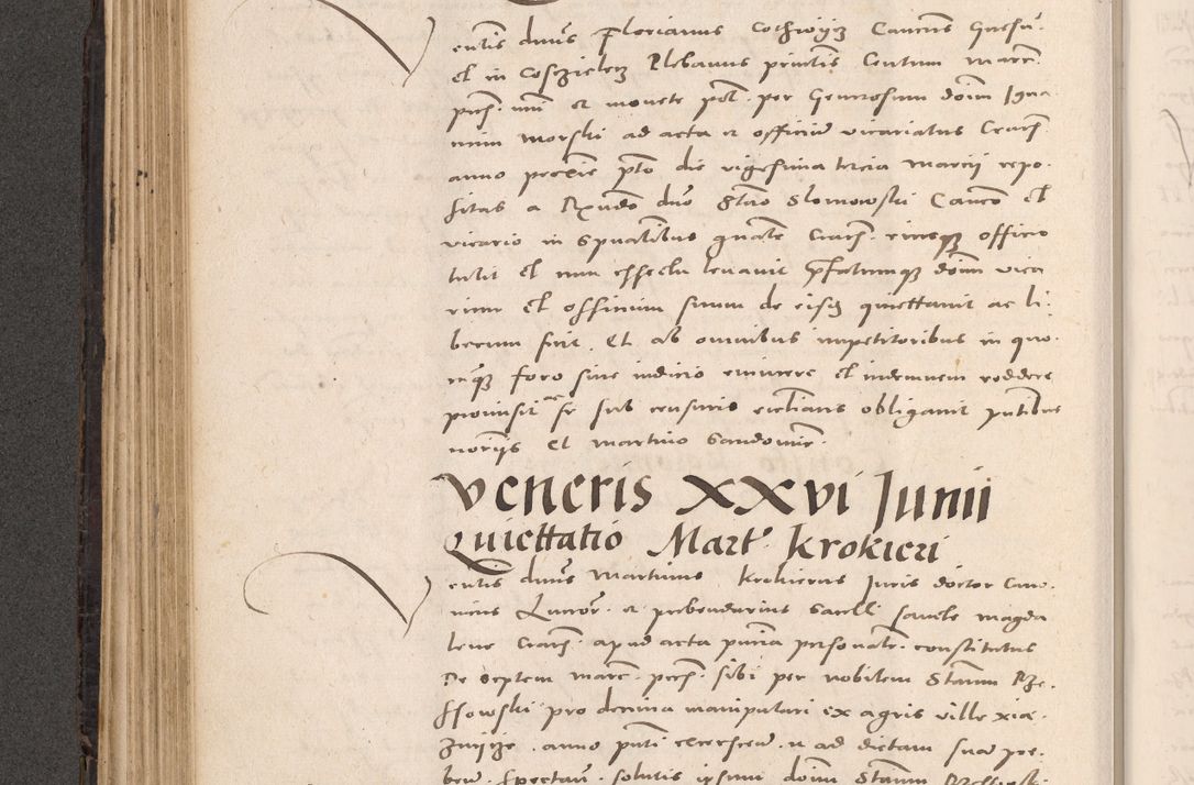 Zdjęcie nr 238 dla obiektu archiwalnego: Acta actorum causarum, sententiarum tam diffinitivarum quam interloquutoriarum, decretorum, obligationum, quietationum et constitutionum procuratorum coram reverendo domino Stanislao Schlomovski praeposito Calissiensi, archidiacono Sandecensi, canonico vicarioque in spiritualibus generali Cracocoviensi ad annum Domini millesimum quingentesimum quinquagesimum sextum, cuius indicatio quatuor decima, pontificatus sanctissimi in Christo patris domini Pauli divina providencia pape quarti anno ipsius