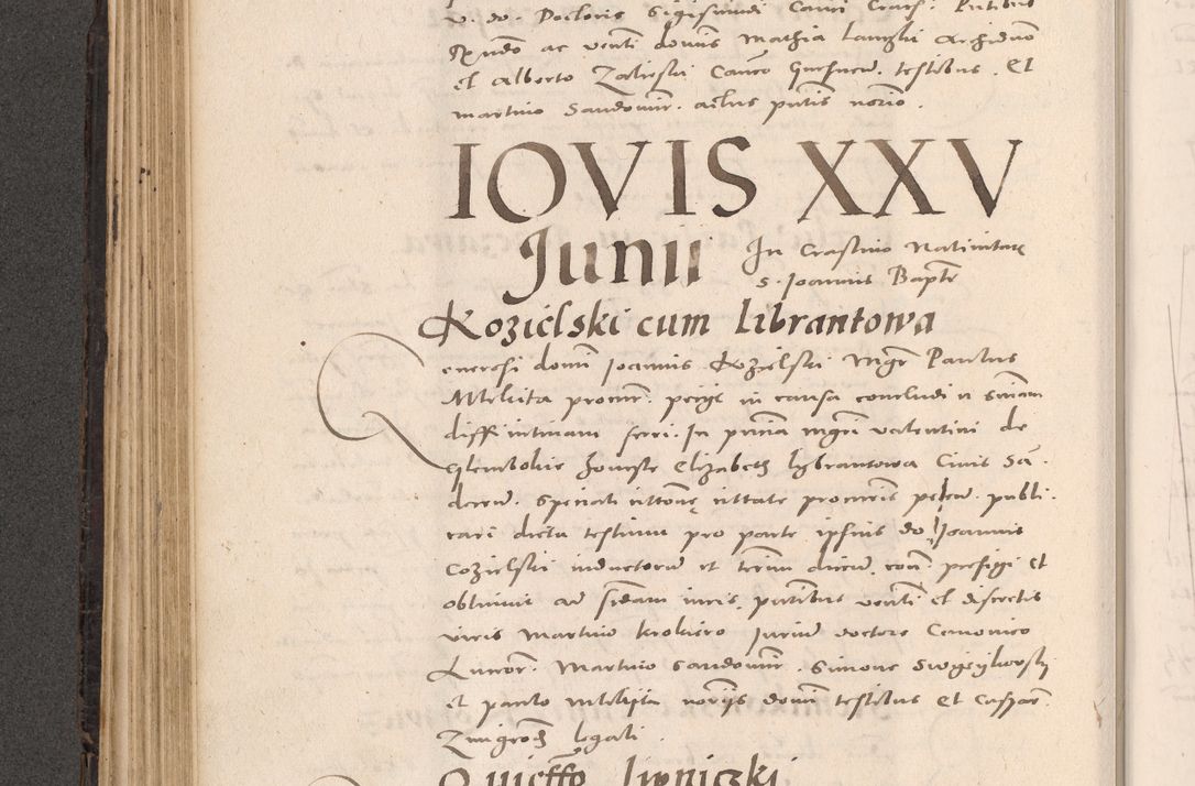 Zdjęcie nr 234 dla obiektu archiwalnego: Acta actorum causarum, sententiarum tam diffinitivarum quam interloquutoriarum, decretorum, obligationum, quietationum et constitutionum procuratorum coram reverendo domino Stanislao Schlomovski praeposito Calissiensi, archidiacono Sandecensi, canonico vicarioque in spiritualibus generali Cracocoviensi ad annum Domini millesimum quingentesimum quinquagesimum sextum, cuius indicatio quatuor decima, pontificatus sanctissimi in Christo patris domini Pauli divina providencia pape quarti anno ipsius