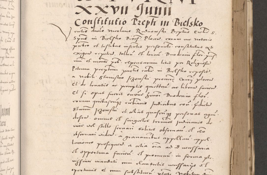 Zdjęcie nr 239 dla obiektu archiwalnego: Acta actorum causarum, sententiarum tam diffinitivarum quam interloquutoriarum, decretorum, obligationum, quietationum et constitutionum procuratorum coram reverendo domino Stanislao Schlomovski praeposito Calissiensi, archidiacono Sandecensi, canonico vicarioque in spiritualibus generali Cracocoviensi ad annum Domini millesimum quingentesimum quinquagesimum sextum, cuius indicatio quatuor decima, pontificatus sanctissimi in Christo patris domini Pauli divina providencia pape quarti anno ipsius