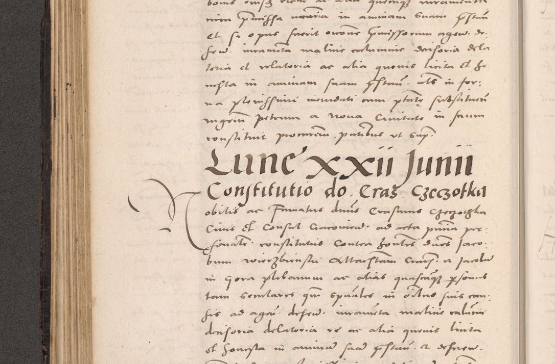 Zdjęcie nr 228 dla obiektu archiwalnego: Acta actorum causarum, sententiarum tam diffinitivarum quam interloquutoriarum, decretorum, obligationum, quietationum et constitutionum procuratorum coram reverendo domino Stanislao Schlomovski praeposito Calissiensi, archidiacono Sandecensi, canonico vicarioque in spiritualibus generali Cracocoviensi ad annum Domini millesimum quingentesimum quinquagesimum sextum, cuius indicatio quatuor decima, pontificatus sanctissimi in Christo patris domini Pauli divina providencia pape quarti anno ipsius