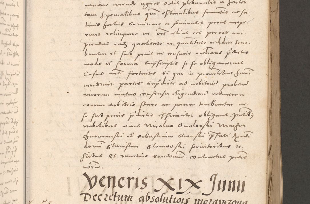 Zdjęcie nr 221 dla obiektu archiwalnego: Acta actorum causarum, sententiarum tam diffinitivarum quam interloquutoriarum, decretorum, obligationum, quietationum et constitutionum procuratorum coram reverendo domino Stanislao Schlomovski praeposito Calissiensi, archidiacono Sandecensi, canonico vicarioque in spiritualibus generali Cracocoviensi ad annum Domini millesimum quingentesimum quinquagesimum sextum, cuius indicatio quatuor decima, pontificatus sanctissimi in Christo patris domini Pauli divina providencia pape quarti anno ipsius