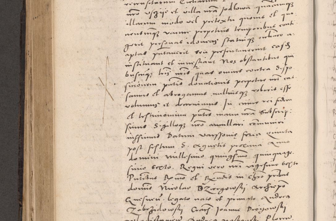 Zdjęcie nr 592 dla obiektu archiwalnego: Acta actorum causarum, sententiarum tam diffinitivarum quam interloquutoriarum, decretorum, obligationum, quietationum et constitutionum procuratorum coram reverendo domino Stanislao Schlomovski praeposito Calissiensi, archidiacono Sandecensi, canonico vicarioque in spiritualibus generali Cracocoviensi ad annum Domini millesimum quingentesimum quinquagesimum sextum, cuius indicatio quatuor decima, pontificatus sanctissimi in Christo patris domini Pauli divina providencia pape quarti anno ipsius