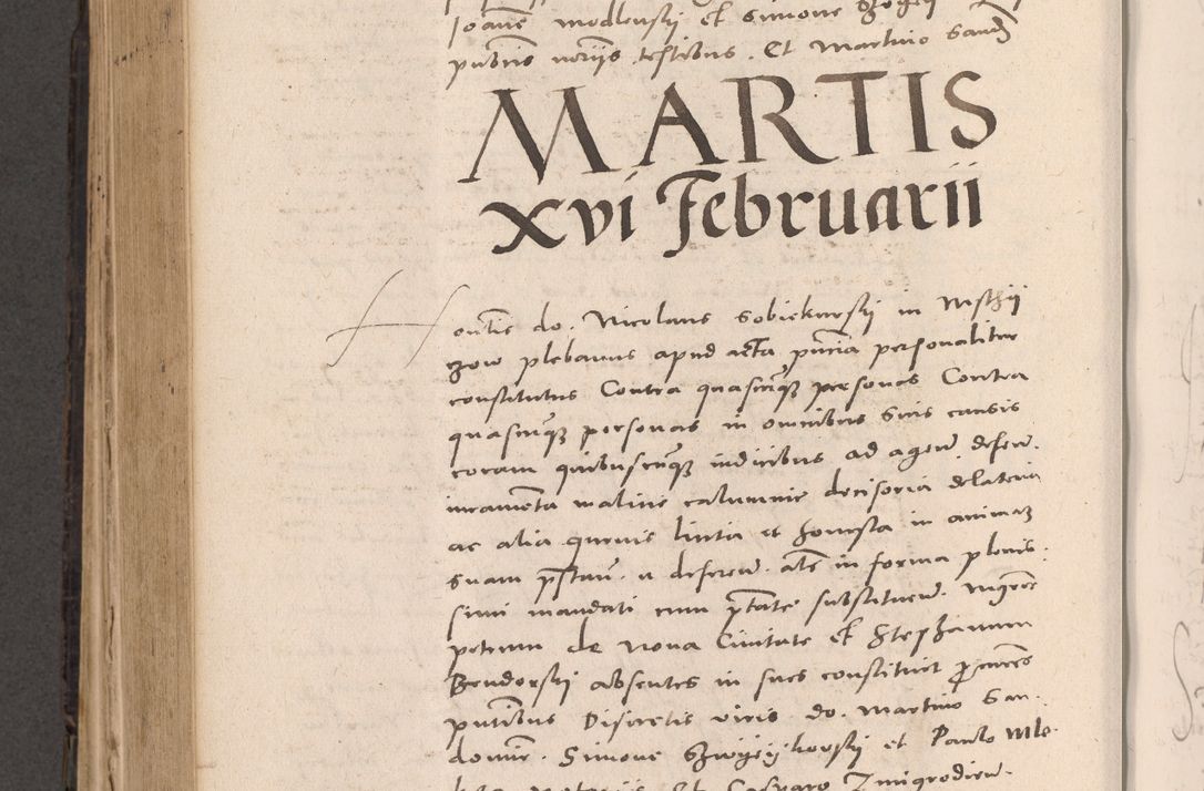 Zdjęcie nr 598 dla obiektu archiwalnego: Acta actorum causarum, sententiarum tam diffinitivarum quam interloquutoriarum, decretorum, obligationum, quietationum et constitutionum procuratorum coram reverendo domino Stanislao Schlomovski praeposito Calissiensi, archidiacono Sandecensi, canonico vicarioque in spiritualibus generali Cracocoviensi ad annum Domini millesimum quingentesimum quinquagesimum sextum, cuius indicatio quatuor decima, pontificatus sanctissimi in Christo patris domini Pauli divina providencia pape quarti anno ipsius