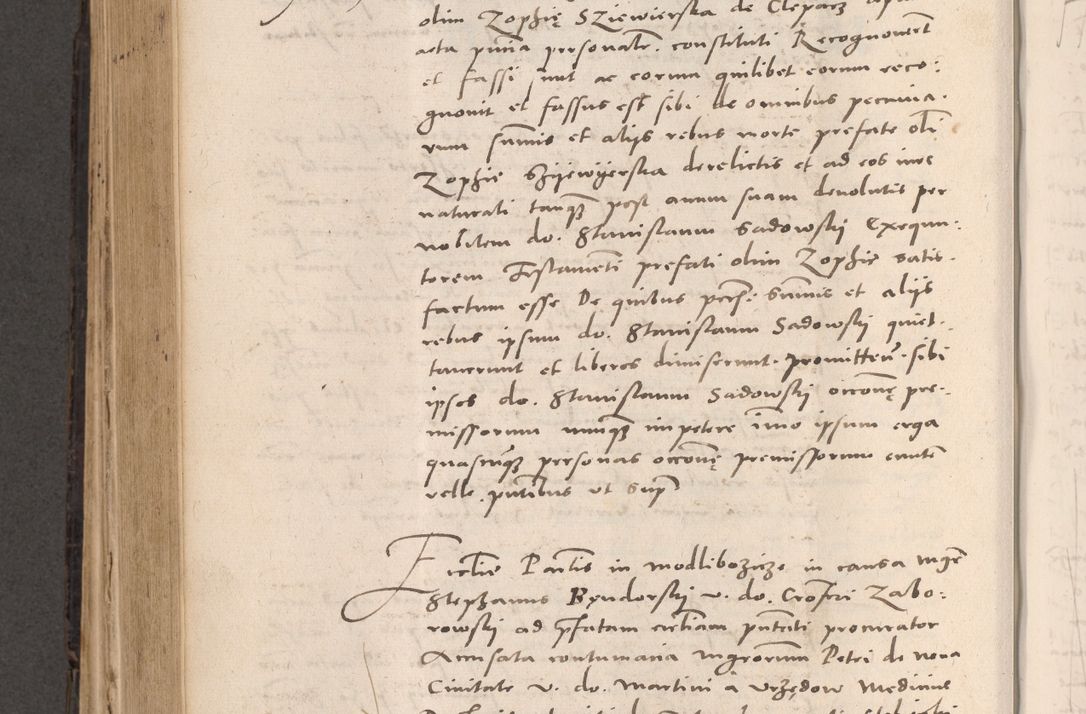Zdjęcie nr 582 dla obiektu archiwalnego: Acta actorum causarum, sententiarum tam diffinitivarum quam interloquutoriarum, decretorum, obligationum, quietationum et constitutionum procuratorum coram reverendo domino Stanislao Schlomovski praeposito Calissiensi, archidiacono Sandecensi, canonico vicarioque in spiritualibus generali Cracocoviensi ad annum Domini millesimum quingentesimum quinquagesimum sextum, cuius indicatio quatuor decima, pontificatus sanctissimi in Christo patris domini Pauli divina providencia pape quarti anno ipsius