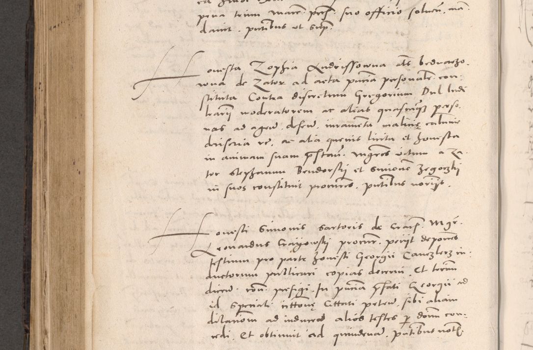 Zdjęcie nr 574 dla obiektu archiwalnego: Acta actorum causarum, sententiarum tam diffinitivarum quam interloquutoriarum, decretorum, obligationum, quietationum et constitutionum procuratorum coram reverendo domino Stanislao Schlomovski praeposito Calissiensi, archidiacono Sandecensi, canonico vicarioque in spiritualibus generali Cracocoviensi ad annum Domini millesimum quingentesimum quinquagesimum sextum, cuius indicatio quatuor decima, pontificatus sanctissimi in Christo patris domini Pauli divina providencia pape quarti anno ipsius