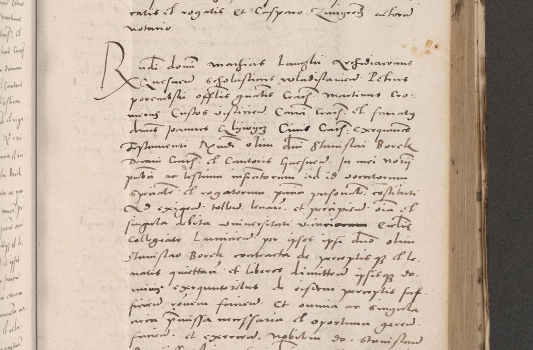 Zdjęcie nr 493 dla obiektu archiwalnego: Acta actorum causarum, sententiarum tam diffinitivarum quam interloquutoriarum, decretorum, obligationum, quietationum et constitutionum procuratorum coram reverendo domino Stanislao Schlomovski praeposito Calissiensi, archidiacono Sandecensi, canonico vicarioque in spiritualibus generali Cracocoviensi ad annum Domini millesimum quingentesimum quinquagesimum sextum, cuius indicatio quatuor decima, pontificatus sanctissimi in Christo patris domini Pauli divina providencia pape quarti anno ipsius