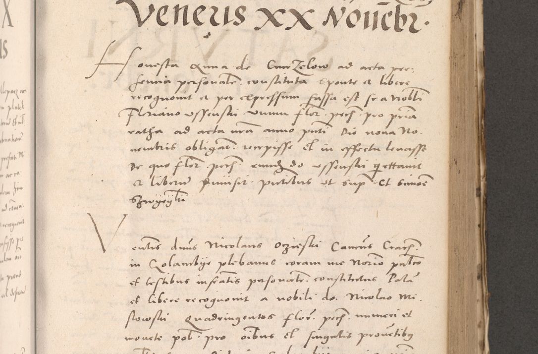 Zdjęcie nr 465 dla obiektu archiwalnego: Acta actorum causarum, sententiarum tam diffinitivarum quam interloquutoriarum, decretorum, obligationum, quietationum et constitutionum procuratorum coram reverendo domino Stanislao Schlomovski praeposito Calissiensi, archidiacono Sandecensi, canonico vicarioque in spiritualibus generali Cracocoviensi ad annum Domini millesimum quingentesimum quinquagesimum sextum, cuius indicatio quatuor decima, pontificatus sanctissimi in Christo patris domini Pauli divina providencia pape quarti anno ipsius