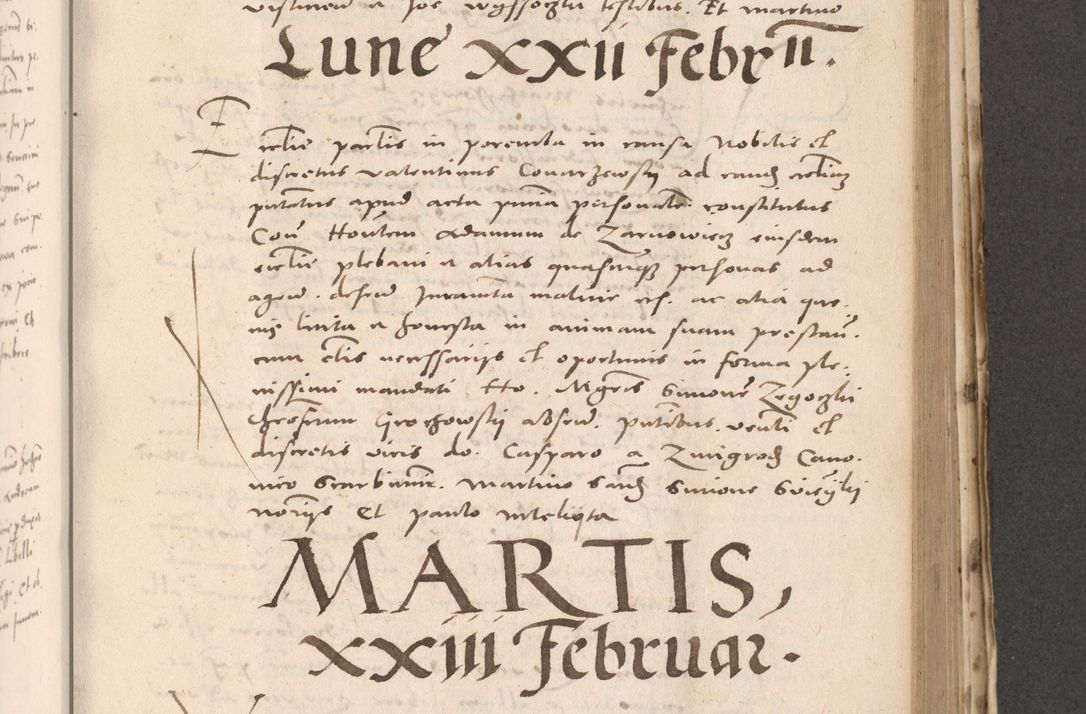 Zdjęcie nr 615 dla obiektu archiwalnego: Acta actorum causarum, sententiarum tam diffinitivarum quam interloquutoriarum, decretorum, obligationum, quietationum et constitutionum procuratorum coram reverendo domino Stanislao Schlomovski praeposito Calissiensi, archidiacono Sandecensi, canonico vicarioque in spiritualibus generali Cracocoviensi ad annum Domini millesimum quingentesimum quinquagesimum sextum, cuius indicatio quatuor decima, pontificatus sanctissimi in Christo patris domini Pauli divina providencia pape quarti anno ipsius