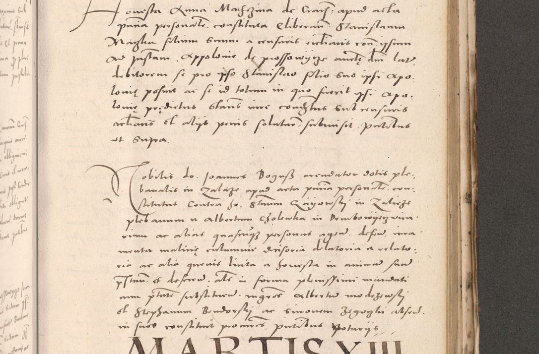 Zdjęcie nr 749 dla obiektu archiwalnego: Acta actorum causarum, sententiarum tam diffinitivarum quam interloquutoriarum, decretorum, obligationum, quietationum et constitutionum procuratorum coram reverendo domino Stanislao Schlomovski praeposito Calissiensi, archidiacono Sandecensi, canonico vicarioque in spiritualibus generali Cracocoviensi ad annum Domini millesimum quingentesimum quinquagesimum sextum, cuius indicatio quatuor decima, pontificatus sanctissimi in Christo patris domini Pauli divina providencia pape quarti anno ipsius