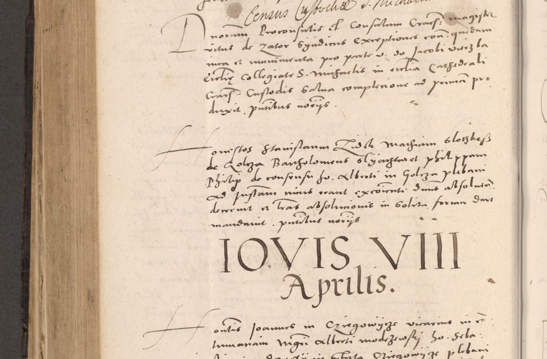 Zdjęcie nr 736 dla obiektu archiwalnego: Acta actorum causarum, sententiarum tam diffinitivarum quam interloquutoriarum, decretorum, obligationum, quietationum et constitutionum procuratorum coram reverendo domino Stanislao Schlomovski praeposito Calissiensi, archidiacono Sandecensi, canonico vicarioque in spiritualibus generali Cracocoviensi ad annum Domini millesimum quingentesimum quinquagesimum sextum, cuius indicatio quatuor decima, pontificatus sanctissimi in Christo patris domini Pauli divina providencia pape quarti anno ipsius