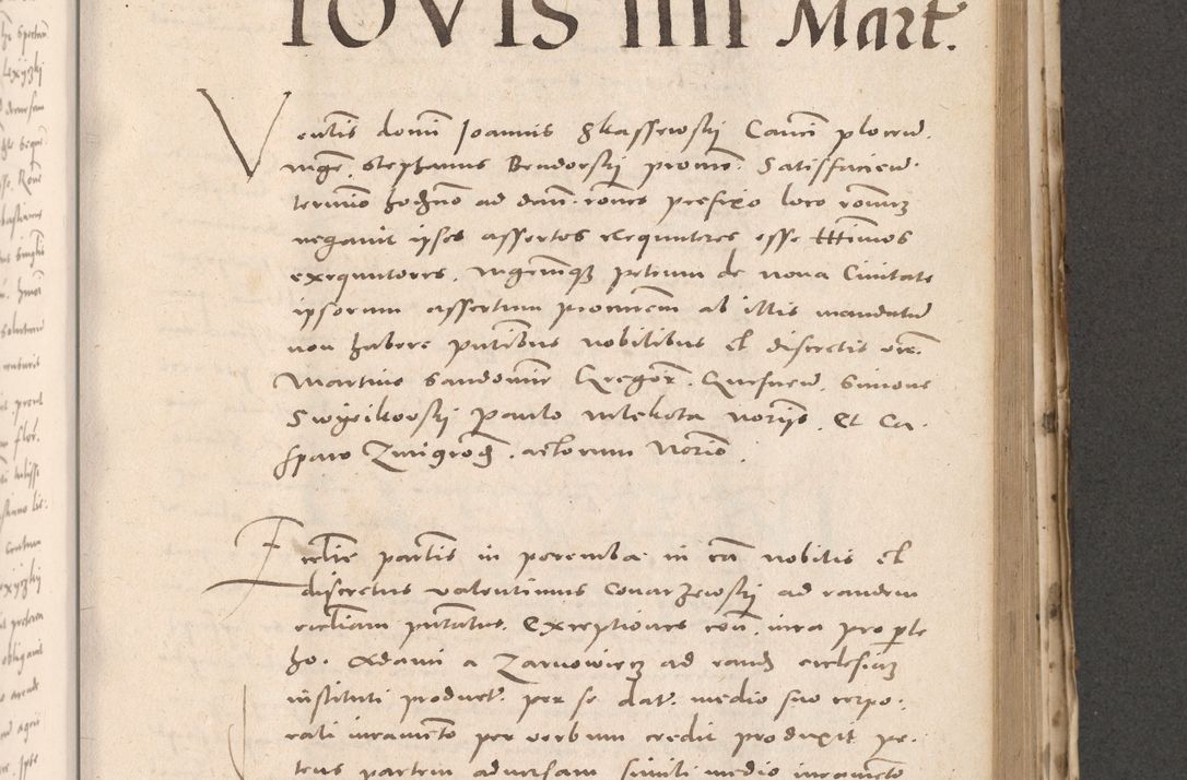 Zdjęcie nr 633 dla obiektu archiwalnego: Acta actorum causarum, sententiarum tam diffinitivarum quam interloquutoriarum, decretorum, obligationum, quietationum et constitutionum procuratorum coram reverendo domino Stanislao Schlomovski praeposito Calissiensi, archidiacono Sandecensi, canonico vicarioque in spiritualibus generali Cracocoviensi ad annum Domini millesimum quingentesimum quinquagesimum sextum, cuius indicatio quatuor decima, pontificatus sanctissimi in Christo patris domini Pauli divina providencia pape quarti anno ipsius