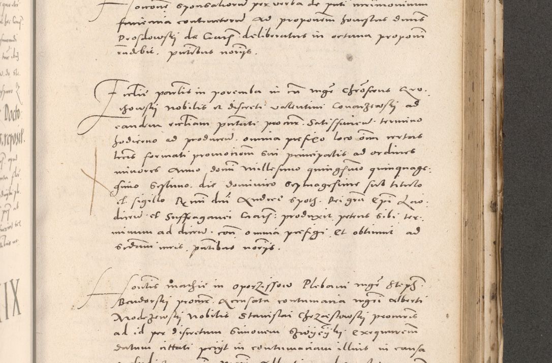 Zdjęcie nr 759 dla obiektu archiwalnego: Acta actorum causarum, sententiarum tam diffinitivarum quam interloquutoriarum, decretorum, obligationum, quietationum et constitutionum procuratorum coram reverendo domino Stanislao Schlomovski praeposito Calissiensi, archidiacono Sandecensi, canonico vicarioque in spiritualibus generali Cracocoviensi ad annum Domini millesimum quingentesimum quinquagesimum sextum, cuius indicatio quatuor decima, pontificatus sanctissimi in Christo patris domini Pauli divina providencia pape quarti anno ipsius