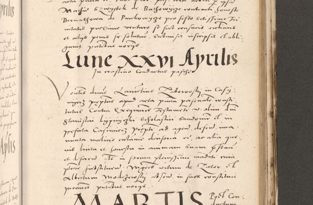 Zdjęcie nr 753 dla obiektu archiwalnego: Acta actorum causarum, sententiarum tam diffinitivarum quam interloquutoriarum, decretorum, obligationum, quietationum et constitutionum procuratorum coram reverendo domino Stanislao Schlomovski praeposito Calissiensi, archidiacono Sandecensi, canonico vicarioque in spiritualibus generali Cracocoviensi ad annum Domini millesimum quingentesimum quinquagesimum sextum, cuius indicatio quatuor decima, pontificatus sanctissimi in Christo patris domini Pauli divina providencia pape quarti anno ipsius