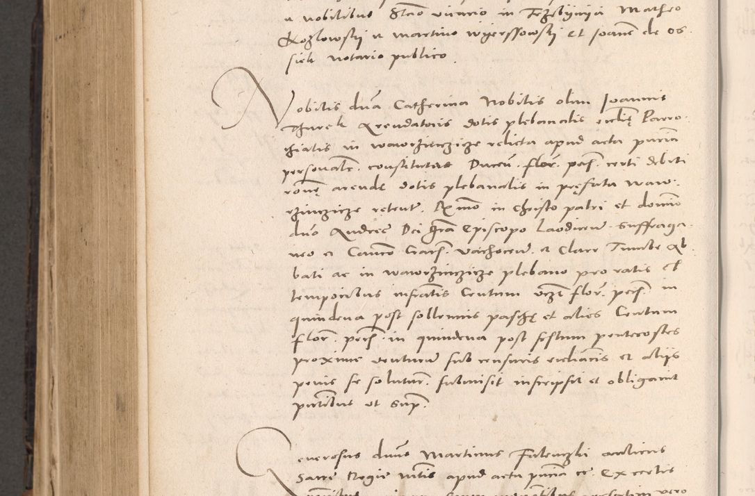 Zdjęcie nr 750 dla obiektu archiwalnego: Acta actorum causarum, sententiarum tam diffinitivarum quam interloquutoriarum, decretorum, obligationum, quietationum et constitutionum procuratorum coram reverendo domino Stanislao Schlomovski praeposito Calissiensi, archidiacono Sandecensi, canonico vicarioque in spiritualibus generali Cracocoviensi ad annum Domini millesimum quingentesimum quinquagesimum sextum, cuius indicatio quatuor decima, pontificatus sanctissimi in Christo patris domini Pauli divina providencia pape quarti anno ipsius