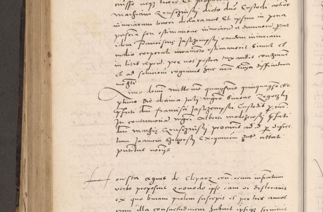 Zdjęcie nr 878 dla obiektu archiwalnego: Acta actorum causarum, sententiarum tam diffinitivarum quam interloquutoriarum, decretorum, obligationum, quietationum et constitutionum procuratorum coram reverendo domino Stanislao Schlomovski praeposito Calissiensi, archidiacono Sandecensi, canonico vicarioque in spiritualibus generali Cracocoviensi ad annum Domini millesimum quingentesimum quinquagesimum sextum, cuius indicatio quatuor decima, pontificatus sanctissimi in Christo patris domini Pauli divina providencia pape quarti anno ipsius