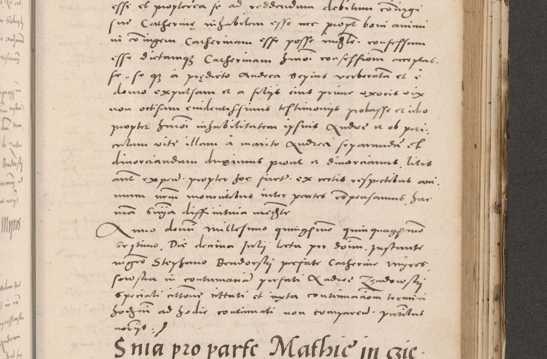 Zdjęcie nr 875 dla obiektu archiwalnego: Acta actorum causarum, sententiarum tam diffinitivarum quam interloquutoriarum, decretorum, obligationum, quietationum et constitutionum procuratorum coram reverendo domino Stanislao Schlomovski praeposito Calissiensi, archidiacono Sandecensi, canonico vicarioque in spiritualibus generali Cracocoviensi ad annum Domini millesimum quingentesimum quinquagesimum sextum, cuius indicatio quatuor decima, pontificatus sanctissimi in Christo patris domini Pauli divina providencia pape quarti anno ipsius