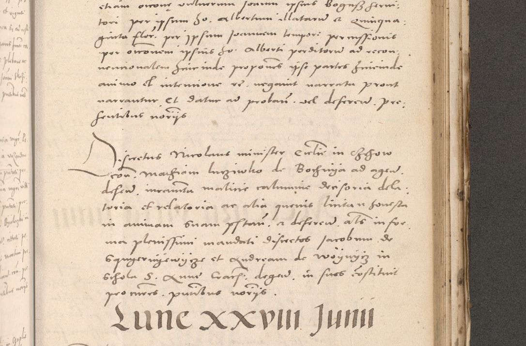 Zdjęcie nr 845 dla obiektu archiwalnego: Acta actorum causarum, sententiarum tam diffinitivarum quam interloquutoriarum, decretorum, obligationum, quietationum et constitutionum procuratorum coram reverendo domino Stanislao Schlomovski praeposito Calissiensi, archidiacono Sandecensi, canonico vicarioque in spiritualibus generali Cracocoviensi ad annum Domini millesimum quingentesimum quinquagesimum sextum, cuius indicatio quatuor decima, pontificatus sanctissimi in Christo patris domini Pauli divina providencia pape quarti anno ipsius