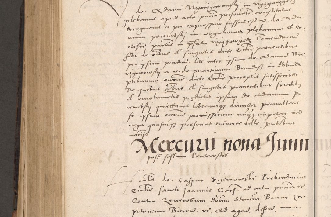 Zdjęcie nr 824 dla obiektu archiwalnego: Acta actorum causarum, sententiarum tam diffinitivarum quam interloquutoriarum, decretorum, obligationum, quietationum et constitutionum procuratorum coram reverendo domino Stanislao Schlomovski praeposito Calissiensi, archidiacono Sandecensi, canonico vicarioque in spiritualibus generali Cracocoviensi ad annum Domini millesimum quingentesimum quinquagesimum sextum, cuius indicatio quatuor decima, pontificatus sanctissimi in Christo patris domini Pauli divina providencia pape quarti anno ipsius