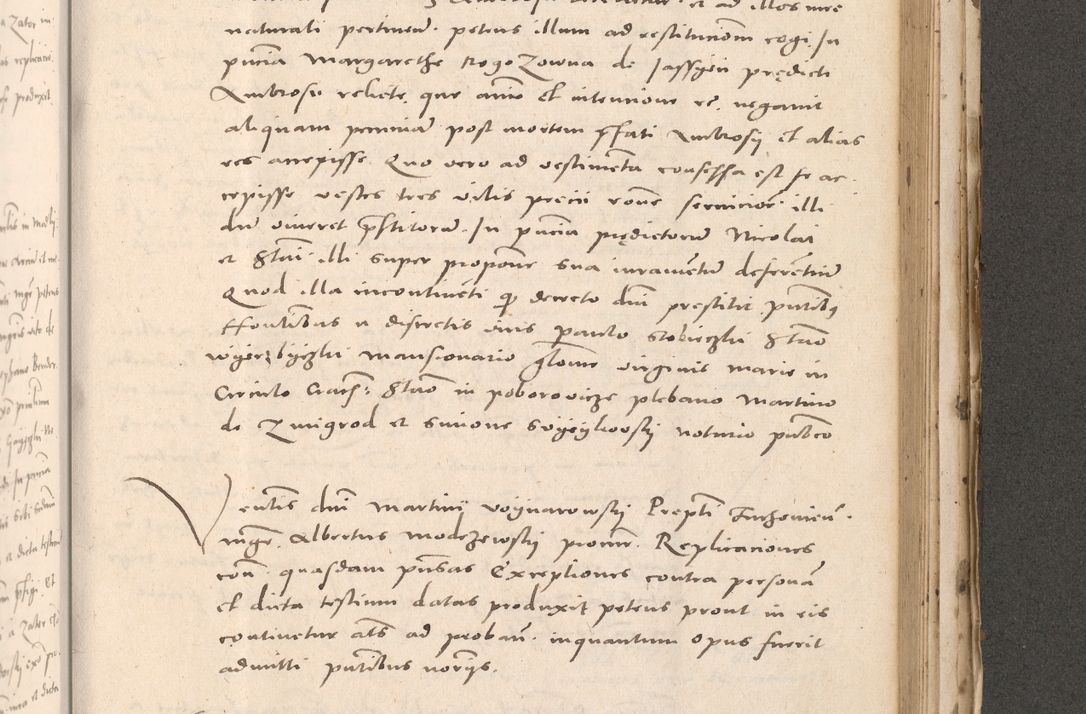 Zdjęcie nr 819 dla obiektu archiwalnego: Acta actorum causarum, sententiarum tam diffinitivarum quam interloquutoriarum, decretorum, obligationum, quietationum et constitutionum procuratorum coram reverendo domino Stanislao Schlomovski praeposito Calissiensi, archidiacono Sandecensi, canonico vicarioque in spiritualibus generali Cracocoviensi ad annum Domini millesimum quingentesimum quinquagesimum sextum, cuius indicatio quatuor decima, pontificatus sanctissimi in Christo patris domini Pauli divina providencia pape quarti anno ipsius