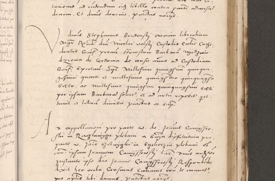 Zdjęcie nr 821 dla obiektu archiwalnego: Acta actorum causarum, sententiarum tam diffinitivarum quam interloquutoriarum, decretorum, obligationum, quietationum et constitutionum procuratorum coram reverendo domino Stanislao Schlomovski praeposito Calissiensi, archidiacono Sandecensi, canonico vicarioque in spiritualibus generali Cracocoviensi ad annum Domini millesimum quingentesimum quinquagesimum sextum, cuius indicatio quatuor decima, pontificatus sanctissimi in Christo patris domini Pauli divina providencia pape quarti anno ipsius