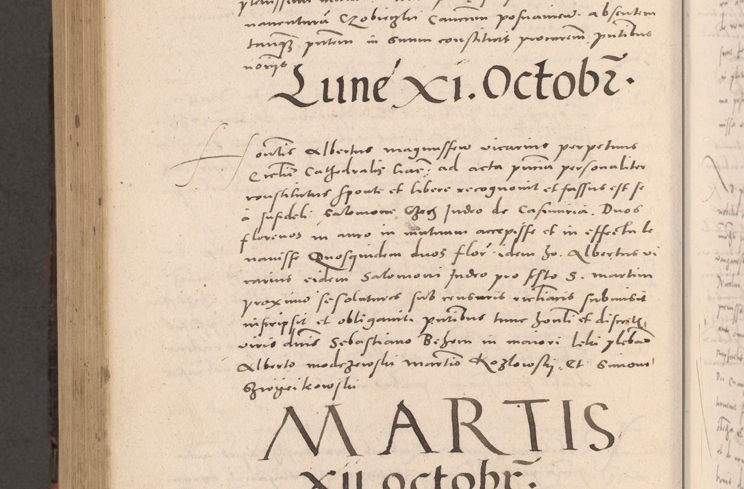 Zdjęcie nr 1008 dla obiektu archiwalnego: Acta actorum causarum, sententiarum tam diffinitivarum quam interloquutoriarum, decretorum, obligationum, quietationum et constitutionum procuratorum coram reverendo domino Stanislao Schlomovski praeposito Calissiensi, archidiacono Sandecensi, canonico vicarioque in spiritualibus generali Cracocoviensi ad annum Domini millesimum quingentesimum quinquagesimum sextum, cuius indicatio quatuor decima, pontificatus sanctissimi in Christo patris domini Pauli divina providencia pape quarti anno ipsius