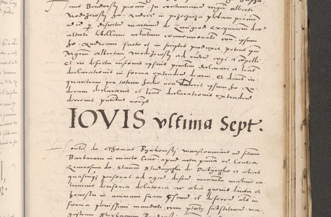 Zdjęcie nr 987 dla obiektu archiwalnego: Acta actorum causarum, sententiarum tam diffinitivarum quam interloquutoriarum, decretorum, obligationum, quietationum et constitutionum procuratorum coram reverendo domino Stanislao Schlomovski praeposito Calissiensi, archidiacono Sandecensi, canonico vicarioque in spiritualibus generali Cracocoviensi ad annum Domini millesimum quingentesimum quinquagesimum sextum, cuius indicatio quatuor decima, pontificatus sanctissimi in Christo patris domini Pauli divina providencia pape quarti anno ipsius