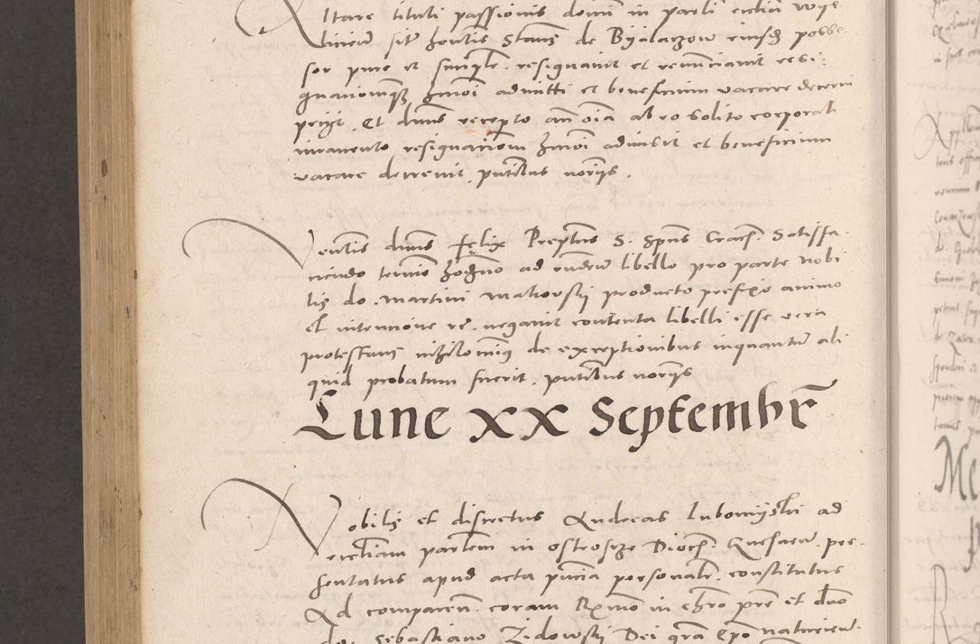 Zdjęcie nr 982 dla obiektu archiwalnego: Acta actorum causarum, sententiarum tam diffinitivarum quam interloquutoriarum, decretorum, obligationum, quietationum et constitutionum procuratorum coram reverendo domino Stanislao Schlomovski praeposito Calissiensi, archidiacono Sandecensi, canonico vicarioque in spiritualibus generali Cracocoviensi ad annum Domini millesimum quingentesimum quinquagesimum sextum, cuius indicatio quatuor decima, pontificatus sanctissimi in Christo patris domini Pauli divina providencia pape quarti anno ipsius