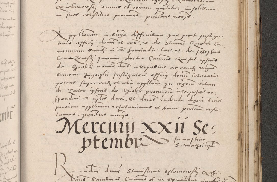 Zdjęcie nr 983 dla obiektu archiwalnego: Acta actorum causarum, sententiarum tam diffinitivarum quam interloquutoriarum, decretorum, obligationum, quietationum et constitutionum procuratorum coram reverendo domino Stanislao Schlomovski praeposito Calissiensi, archidiacono Sandecensi, canonico vicarioque in spiritualibus generali Cracocoviensi ad annum Domini millesimum quingentesimum quinquagesimum sextum, cuius indicatio quatuor decima, pontificatus sanctissimi in Christo patris domini Pauli divina providencia pape quarti anno ipsius
