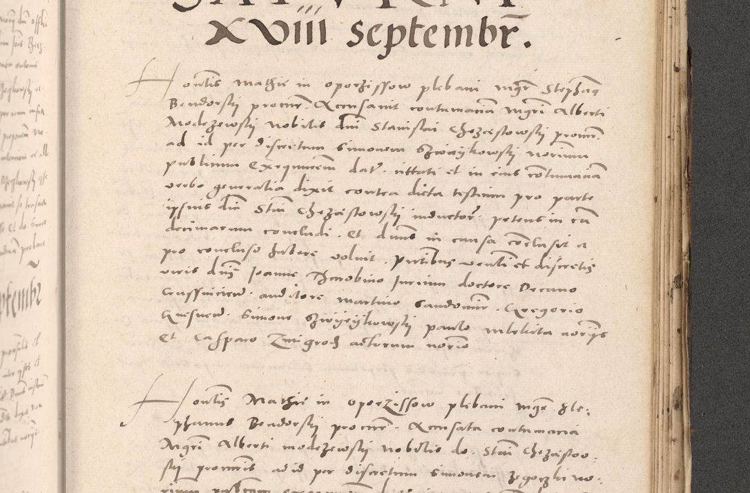 Zdjęcie nr 975 dla obiektu archiwalnego: Acta actorum causarum, sententiarum tam diffinitivarum quam interloquutoriarum, decretorum, obligationum, quietationum et constitutionum procuratorum coram reverendo domino Stanislao Schlomovski praeposito Calissiensi, archidiacono Sandecensi, canonico vicarioque in spiritualibus generali Cracocoviensi ad annum Domini millesimum quingentesimum quinquagesimum sextum, cuius indicatio quatuor decima, pontificatus sanctissimi in Christo patris domini Pauli divina providencia pape quarti anno ipsius