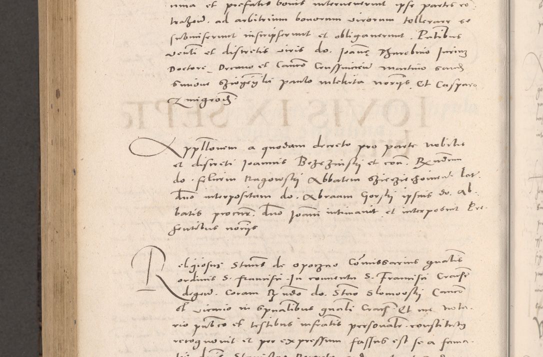 Zdjęcie nr 964 dla obiektu archiwalnego: Acta actorum causarum, sententiarum tam diffinitivarum quam interloquutoriarum, decretorum, obligationum, quietationum et constitutionum procuratorum coram reverendo domino Stanislao Schlomovski praeposito Calissiensi, archidiacono Sandecensi, canonico vicarioque in spiritualibus generali Cracocoviensi ad annum Domini millesimum quingentesimum quinquagesimum sextum, cuius indicatio quatuor decima, pontificatus sanctissimi in Christo patris domini Pauli divina providencia pape quarti anno ipsius