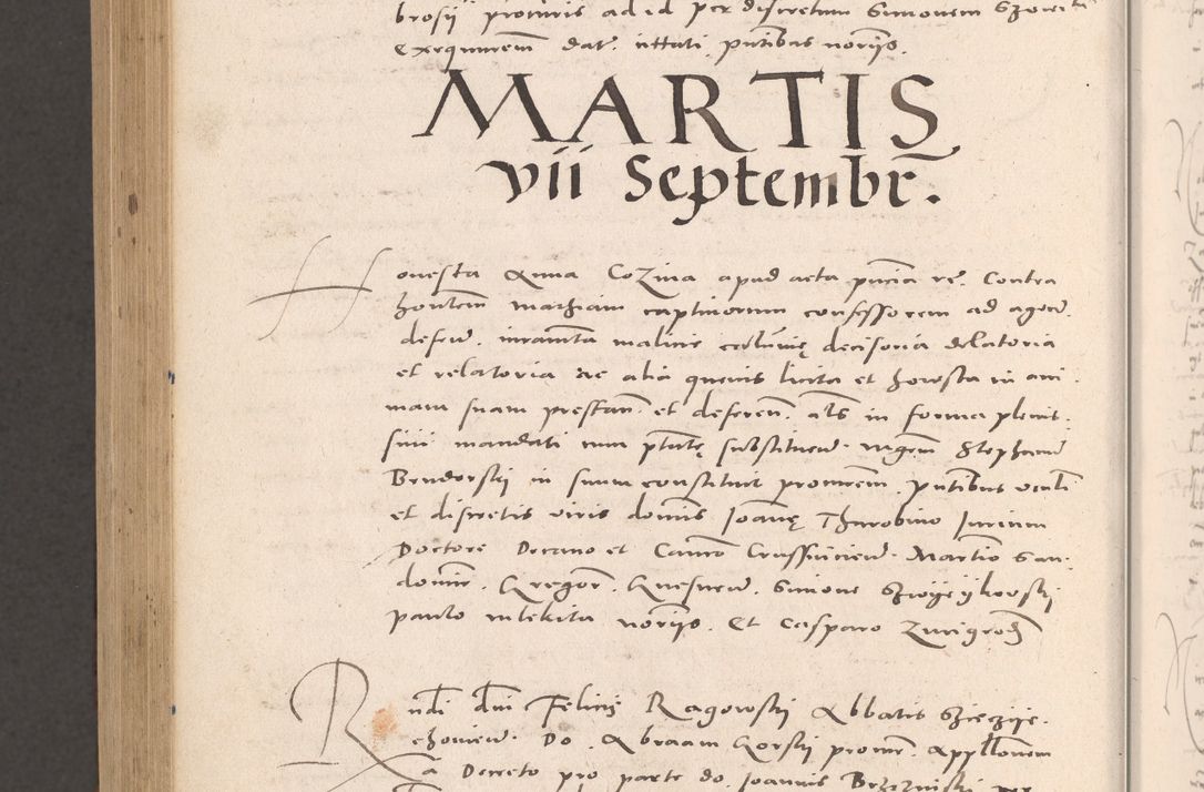 Zdjęcie nr 958 dla obiektu archiwalnego: Acta actorum causarum, sententiarum tam diffinitivarum quam interloquutoriarum, decretorum, obligationum, quietationum et constitutionum procuratorum coram reverendo domino Stanislao Schlomovski praeposito Calissiensi, archidiacono Sandecensi, canonico vicarioque in spiritualibus generali Cracocoviensi ad annum Domini millesimum quingentesimum quinquagesimum sextum, cuius indicatio quatuor decima, pontificatus sanctissimi in Christo patris domini Pauli divina providencia pape quarti anno ipsius