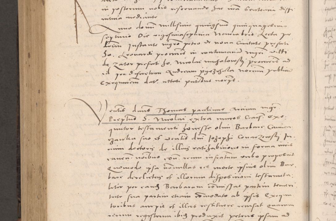 Zdjęcie nr 1060 dla obiektu archiwalnego: Acta actorum causarum, sententiarum tam diffinitivarum quam interloquutoriarum, decretorum, obligationum, quietationum et constitutionum procuratorum coram reverendo domino Stanislao Schlomovski praeposito Calissiensi, archidiacono Sandecensi, canonico vicarioque in spiritualibus generali Cracocoviensi ad annum Domini millesimum quingentesimum quinquagesimum sextum, cuius indicatio quatuor decima, pontificatus sanctissimi in Christo patris domini Pauli divina providencia pape quarti anno ipsius